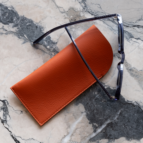 The Glasses Case: Leather - Mandarin