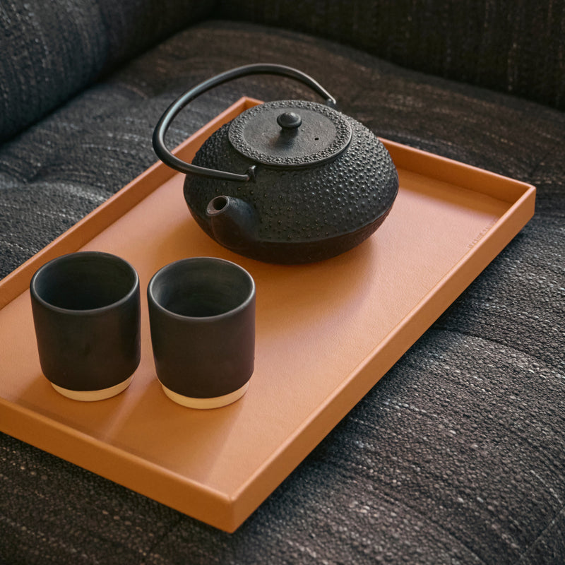 The Serving Tray: Leather - Mandarin - Large