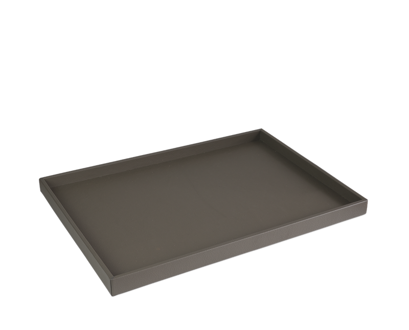 The Serving Tray: Leather - Grey - Large