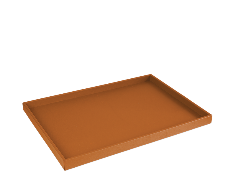 The Serving Tray: Leather - Mandarin - Large